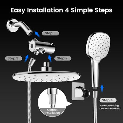 10-Inch Rain Shower Head with Handheld Spray & 71-Inch Hose - Silver2