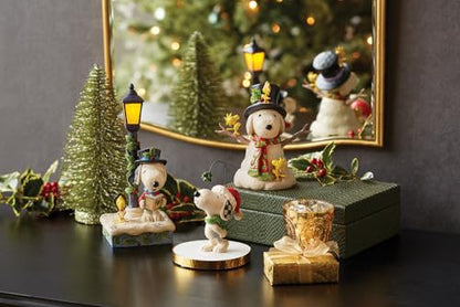 Peanuts Jim Shore Snoopy & Woodstock Christmas Figurine with Light - Handcrafted Resin Decor