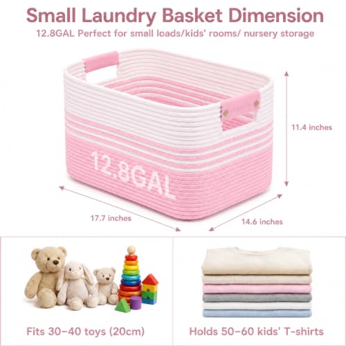 Kids Stuffed Animal Toy Storage Organizer - White Pink, 12.8 Gallon