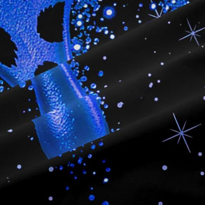 Black Royal Blue Leopard Print Blackout Curtains 2 Panel Set - 76W x 45L Inches