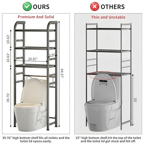 Over The Toilet Storage Rack Black Bathroom Organizer Space Saver