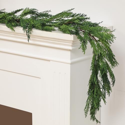 Artificial Christmas Cedar Garland 9 ft - Realistic Faux Greenery for Holiday Decor - Variation of THIS listing