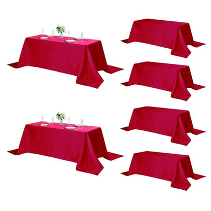 Fokitut 6 Pack Rectangular Tablecloth 90x132 Inch Red Stain & Wrinkle Resistant Polyester