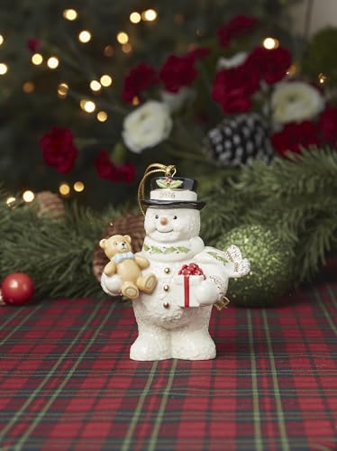 Snowman Ornament with Teddy Bear - 2026 Dated Christmas Decoration - Lenox
