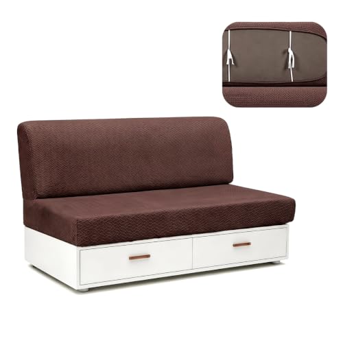 RV Couch Covers for Jackknife Sofa Bed - 2 Pieces Dark Brown