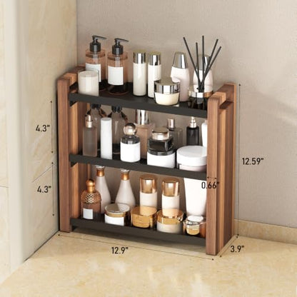 3-Tier Bathroom & Kitchen Countertop Organizer - Acacia