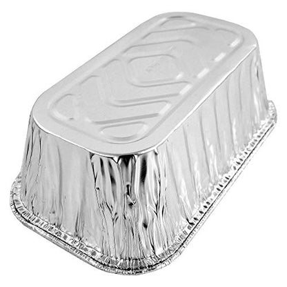 PACTOGO Disposable 1 lb. Aluminum Foil Mini Loaf Pans with Clear Low Dome Lids (Pack of 400 Sets)