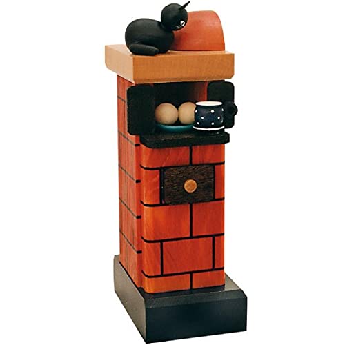 German Christmas Incense Smoker Red Tiled Stove 7.9 Inch Handmade Decor