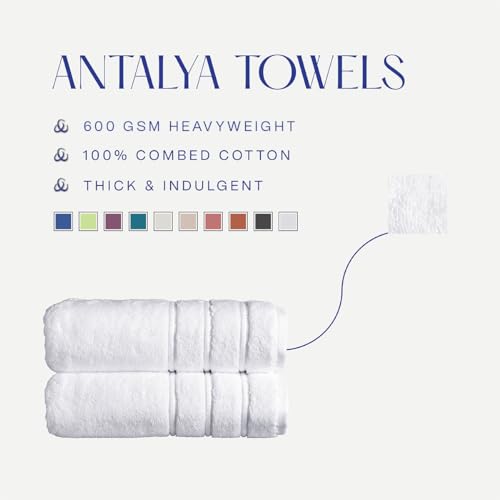 Turkish Cotton Bath Sheets Set of 2 - 59x35 Inches, Soft & Absorbent White