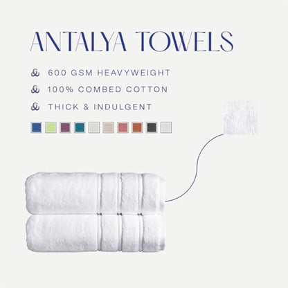 Turkish Cotton Bath Sheets Set of 2 - 59x35 Inches, Soft & Absorbent White
