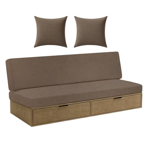 RV Couch Cover Set for Sofa Bed - 2 Piece with Pillow Covers - Brown