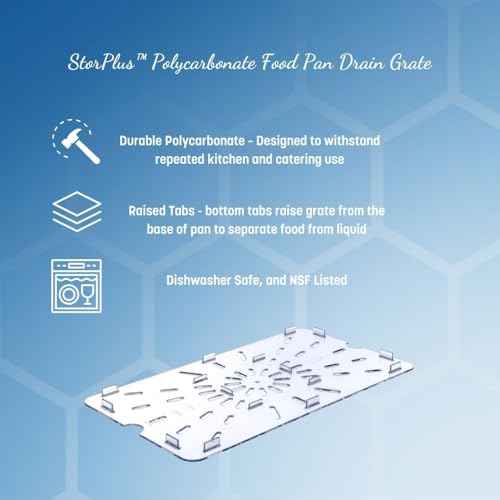 Carlisle FoodService Products Storplus Food Pan Drain Shelf for Kitchens, Restaurants, and Hotels, Polycarbonate, 1/2 Size, Clear