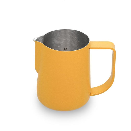 watchget Milk Frothing Pitcher 250ml/8oz Espresso Steaming Pitcher with Matte Yellow Coating Stainless Steel Milk Steamer Jug Milk Frothing Cup, Yellow