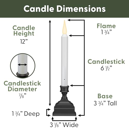 Antique Bronze Battery Operated LED Window Candle with Sensor & 8-Hour Timer - Pack of 4