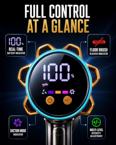 Cordless Vacuum Cleaner 600W 58KPa Self-Standing Stick Vacuum - Gold