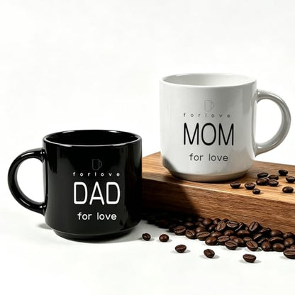 Mom and Dad Couple Mugs Set - 12 oz Ceramic Coffee Cups for Baby Shower Gift - Variation of Dad-Mom-Z