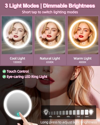 LED Magnifying Mirror 10X with Lights & Tweezers Set - White 5IN