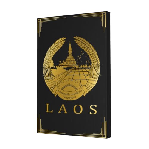Laos Flag Canvas Wall Art 18x12 Inches - Patriotic Home Decor