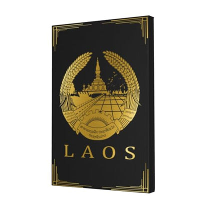 Laos Flag Canvas Wall Art 18x12 Inches - Patriotic Home Decor