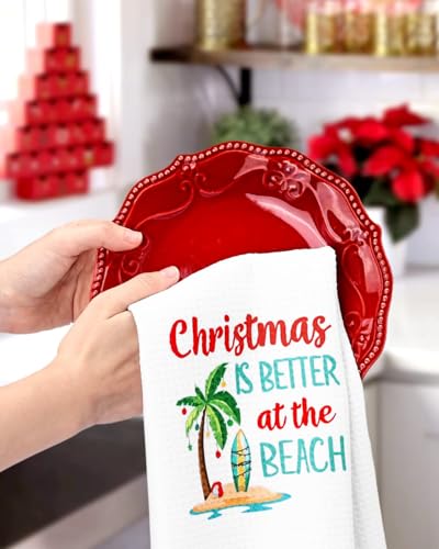 Beach Christmas Kitchen Towels - Hawaii Aloha Coastal Dish Towels - Variations