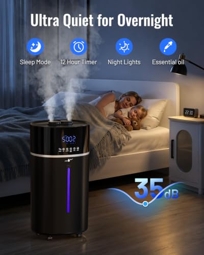 Large 18L (4.76 Gal) Room Humidifier for Up to 2500 sq ft with Remote Control - Black - Variation of Black / 18L