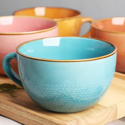 Orange Ceramic Soup Mug with Handle - 24 Ounce XXL Coffee Tea Cereal Bowl