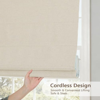 Sunbox Natural Beige Cordless Roman Shades for Indoor Windows - Custom Fit