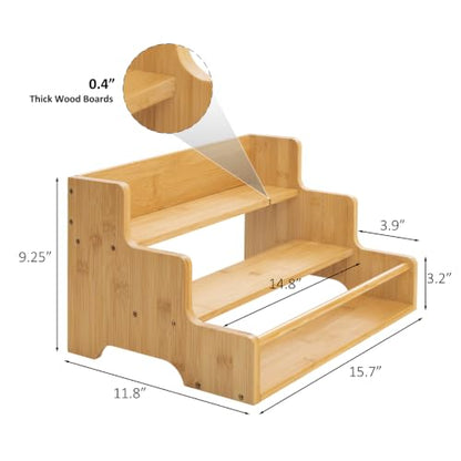 Mufico Bamboo Liquor Bottle Display Shelf Coffee Syrup Rack Organizer
