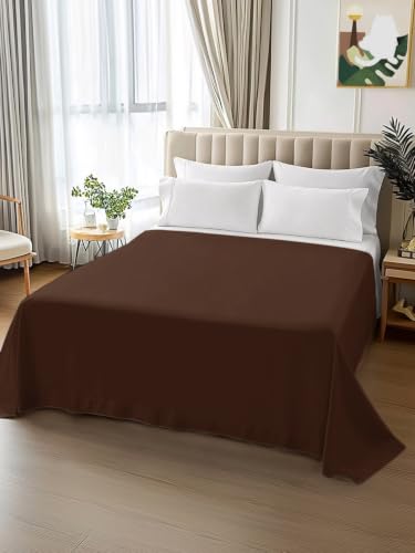 King Mocha Flat Sheet - Soft Breathable Microfiber Bedding - Hotel Quality
