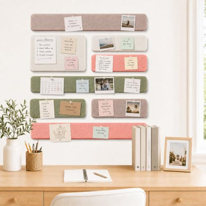 Felt Bulletin Board Strips - Boho Pink Modular Pin Board Tiles for Wall Decor