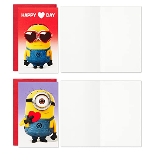 Hallmark Minions Mini Valentines Day Cards and Stickers for Kids School (18 Classroom Valentines with Envelopes)