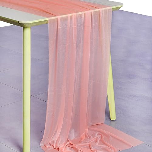 14ft Peach Chiffon Table Runner Set of 12 - Wedding & Event Decor