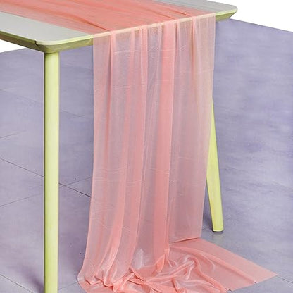 14ft Peach Chiffon Table Runner Set of 12 - Wedding & Event Decor