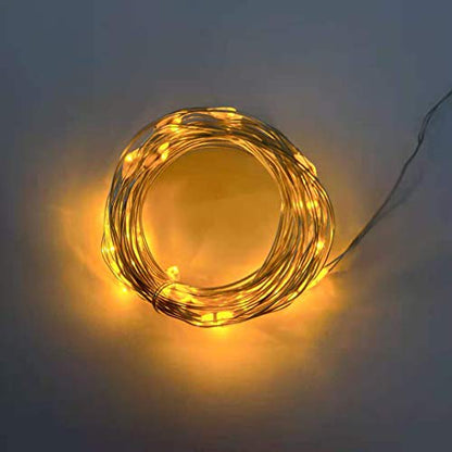 Mini LED Fairy String Lights Yellow Battery Operated 50 LEDs 18ft Indoor Decoration