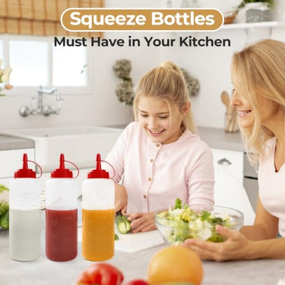 3 Pack 12 oz Leakproof Condiment Squeeze Bottles with Flip Top Caps