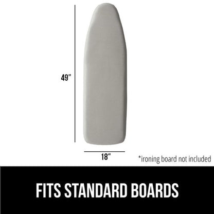 GORILLA GRIP The Original Ironing Board Cover and Pad, Silicone Coating, 400°F Scorch Resistant Thick Padding, Heavy Duty Iron Covers Standard Boards, Hook and Loop Fastener Strap, Silver 18x49