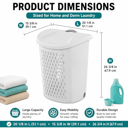 Large 135L Rolling Laundry Hamper with Wheels Handle Lid Ventilated Plastic Basket - Variation 1
