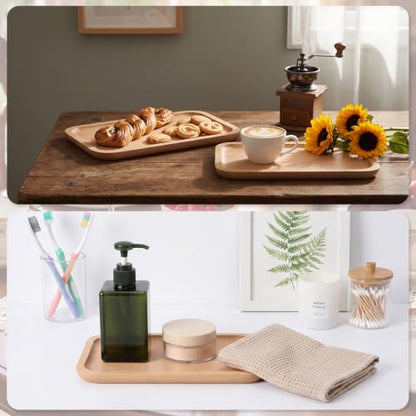 Wenqik 18 Pieces Beech Wood Serving Trays Set - 8 x 5 Inch