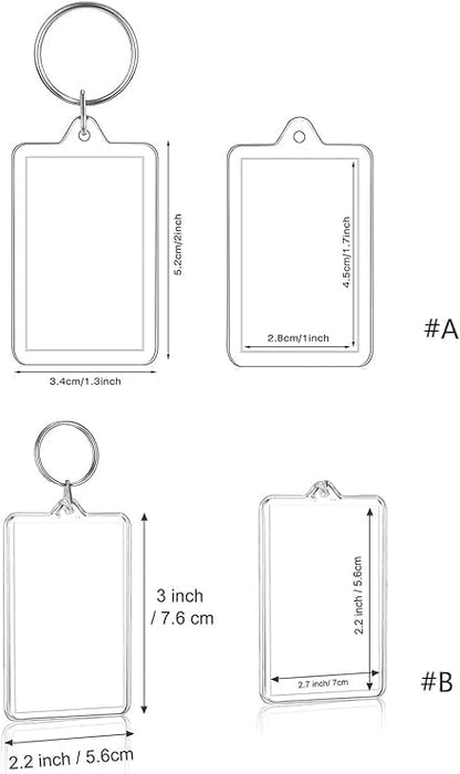 3Pcs Clear Plastic Photo Frame Keychains Rectangle Shape Blank Photo Holders