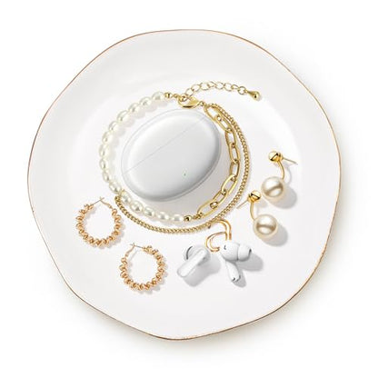 Personalized Ceramic Jewelry Tray - Gold Rim with Engraved Initial, 4.75" Gift for Women - Gold-a