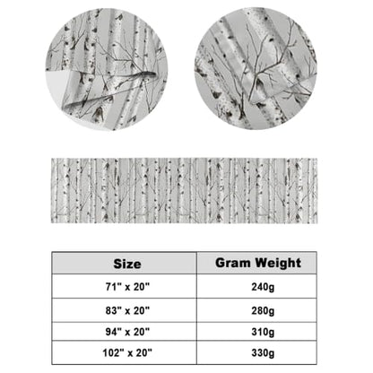 Nature Birch Trees Bed Runner for Queen Bed - White, Gray, Black, 83"x20" Variation