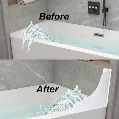 Shower Splash Guard for Bathtub - White Silicone Corner Water Barrier