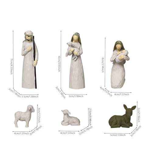 Christmas Nativity Scene Set - Holy Family Ornament Statue - 6 Piece