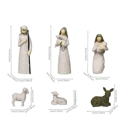 Christmas Nativity Scene Set - Holy Family Ornament Statue - 6 Piece