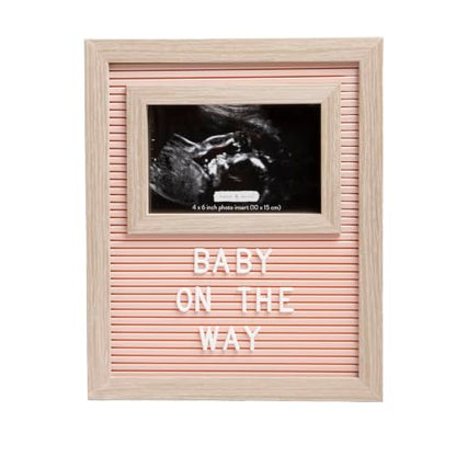 Pink Sonogram Letterboard Frame for Nursery - Personalized Pregnancy Keepsake - Variation of Pink Sonogram Letterboard