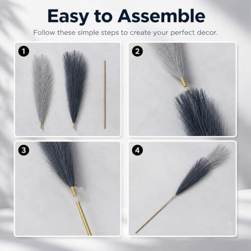 Artificial Pampas Grass Stems 45 Inch Set - Faux Decor for Home & Events