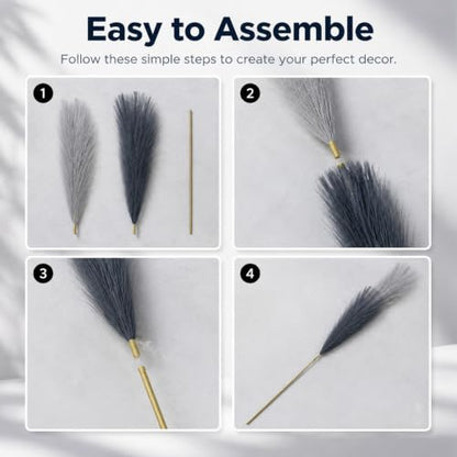 Artificial Pampas Grass Stems 45 Inch Set - Faux Decor for Home & Events
