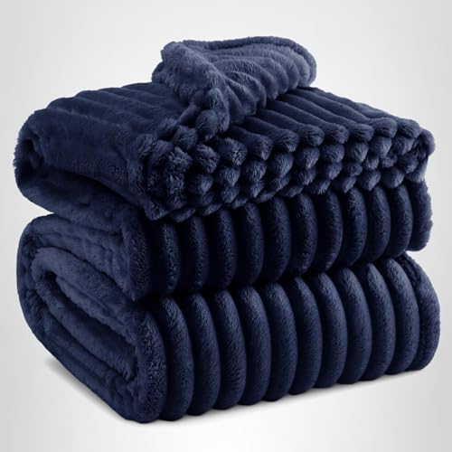 Bedsure GentleSoft Navy Blue California King Size Blanket for Couch - Cozy Soft Blankets for Women, Cute Small Fleece Throws for Girls, Birthday Gifts for Women, Navy, 102x96 Inches