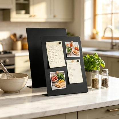 Black Freestanding Magnetic Display Board Set - 11x12 Inch Dual Pack with Stand and Standalone Design