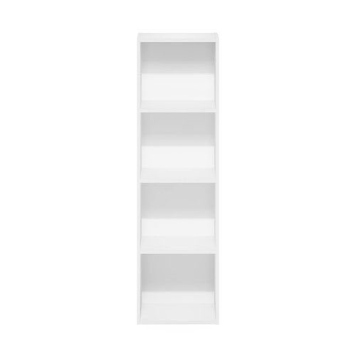 Furinno PASIR Book Shelf, 4-Tier Modern Bookshelf, Open Shelves Bookcase 9 x 12 x 42, Easy Assembly, for Living Room, Bedroom, Home Office, White